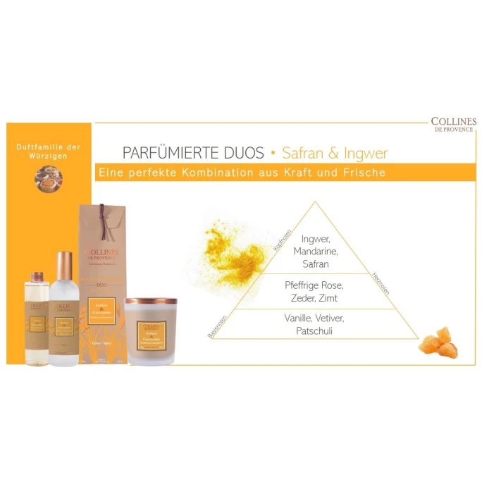 Collines De Provence Duos Parfumés Safran & Ingwer Duftkerze - 2 Collines De Provence Duos Parfumés Safran & Ingwer Duftkerze - – Bild 2